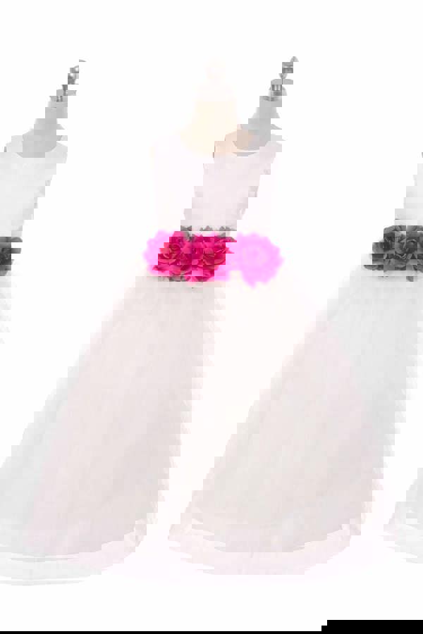 UK Flower Girl Boutique Leilani - White - Coloured Flower Option