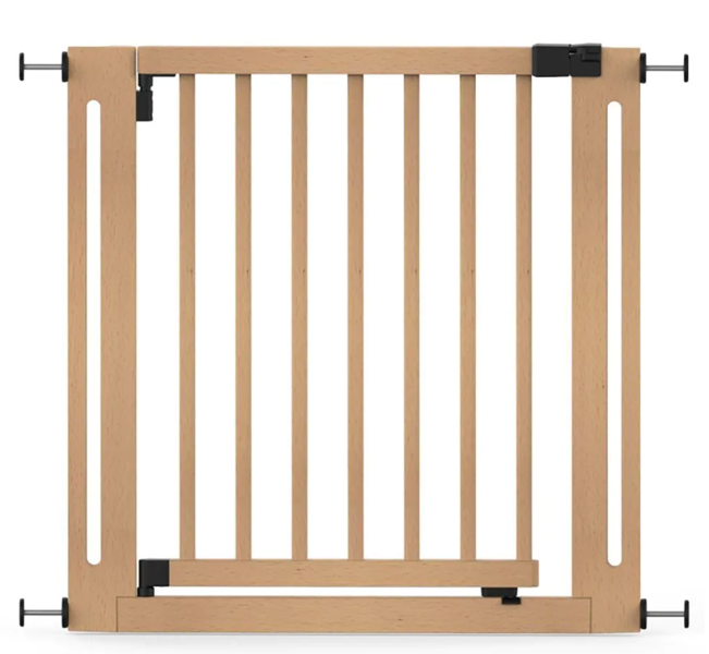 Safetots Wooden Elegance Gate, Natural, 79cm - 87cm, Pressure Fit Safety Gate, 57cm Extra Wide Doorway, Easy Installation