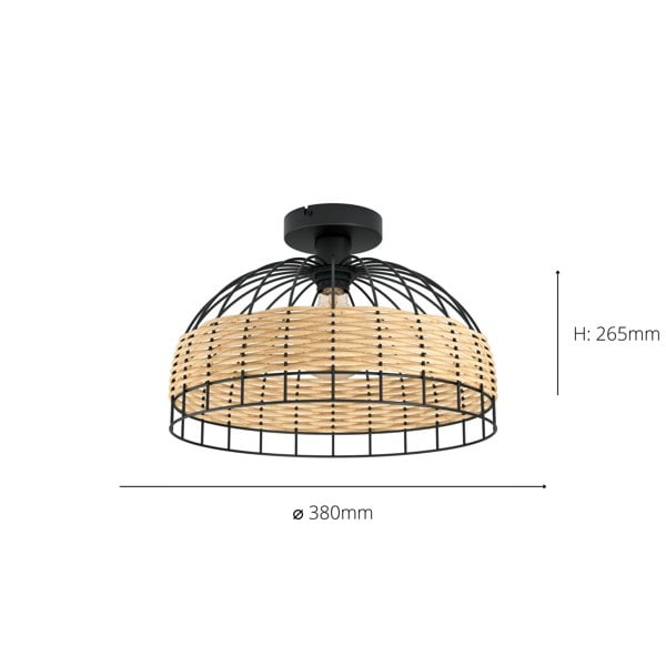 EGLO Anwick Black/Rattan Ceiling Light
