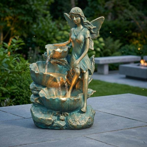 Garden Greatness Fairy Falls Cascading Solar Water Feature