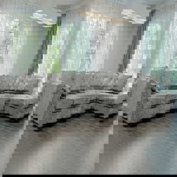 Furnishings For Less Monaco Chenille Fabric 5 Seater L Shaped Corner Sofa