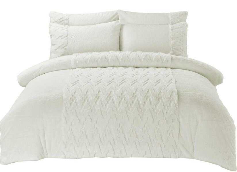 Night Zone Amari Teddy Fleece Duvet Cover Set – 3D Wave Embossed Soft Warm Bedding