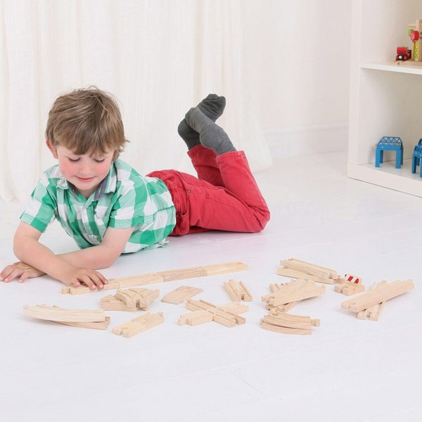 Bigjigs Rail Low Level Wooden Track Expansion Pack - 25 Pieces