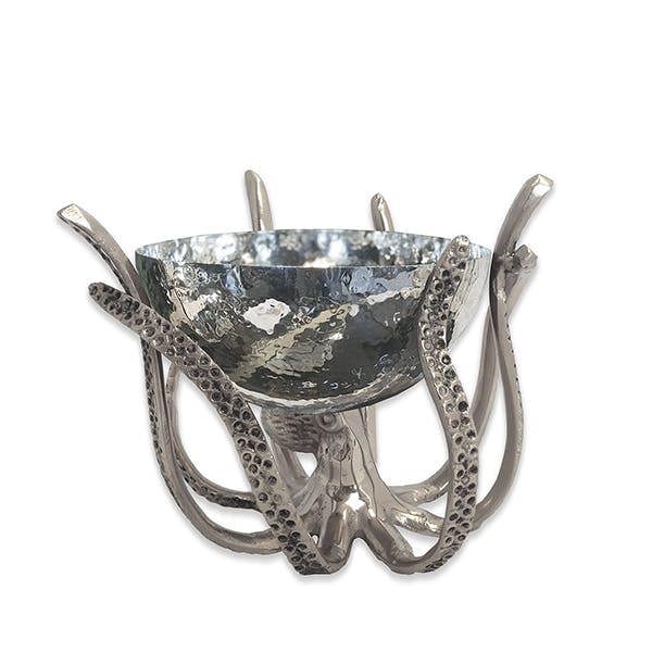 Culinary Concepts Mini Octopus Stand and Hammered Stainless Steel Bowl