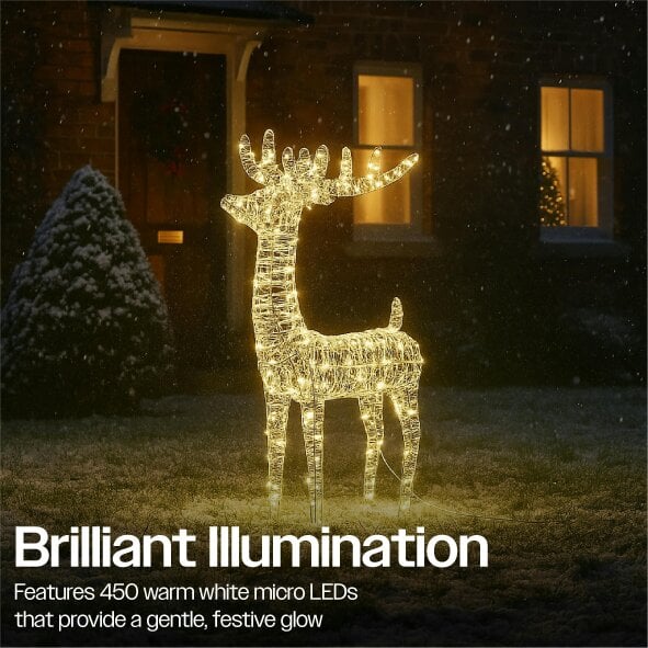 Scotts of Stow Xmas Haus Outdoor Floor Standing 78cm Metal Silver Deer