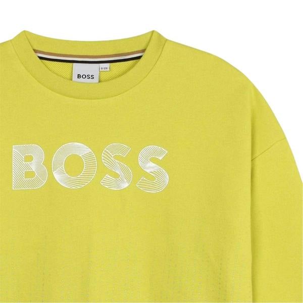 Boss Childrens/Kids Logo Crew Neck Relaxed Fit Sweatshirt - Lime - 