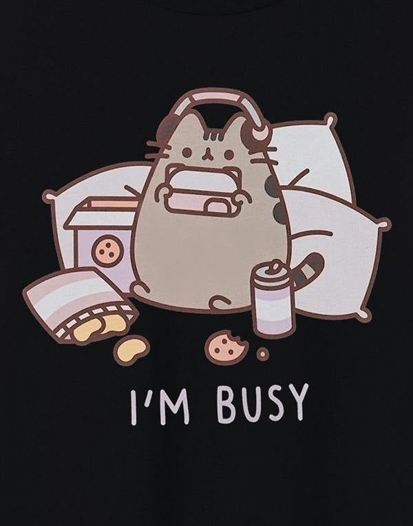 Pusheen Unisex Black I'm Busy Short Sleeved T-Shirt