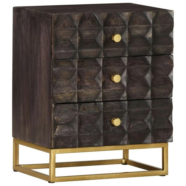 Berkfield Bed Cabinet Black 40x30x50 cm Solid Mango Wood