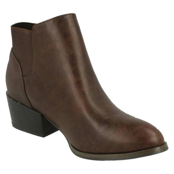 Spot On Ladies Spot On Heeled Ankle Boot