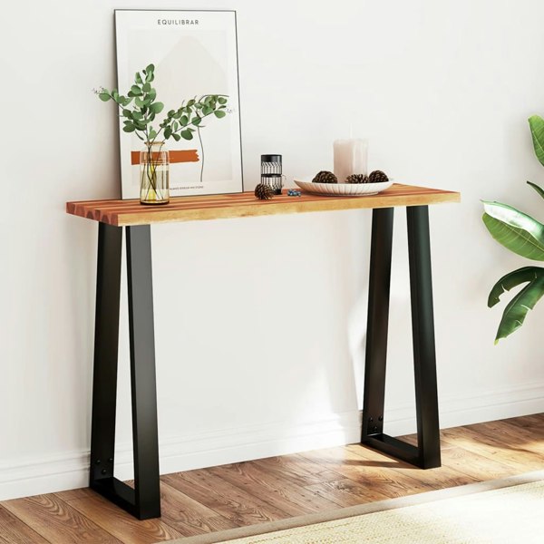 Berkfield Console Table with Live Edge 110x35x80 cm Solid Wood Acacia