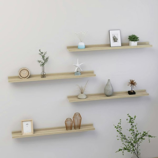 Berkfield Wall Shelves 4 pcs Sonoma Oak 80x9x3 cm