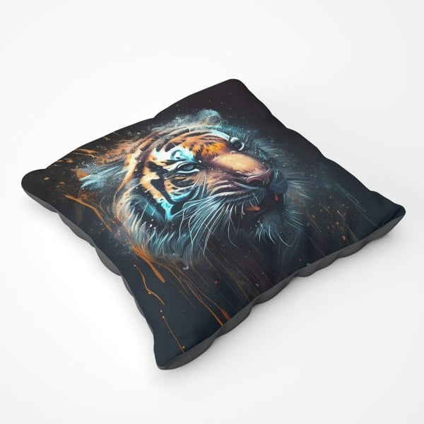 Warren Reed Tiger Face Splashart Dark Background Floor Cushion