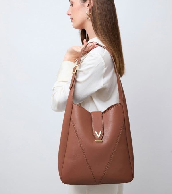 Votch Nancy Vegan Bio-Based Bamboo Leather Elevated Tote Bag in brown