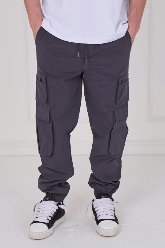 Elaina Fashion Utility Cargo Pants – Multi Pocket - Grey