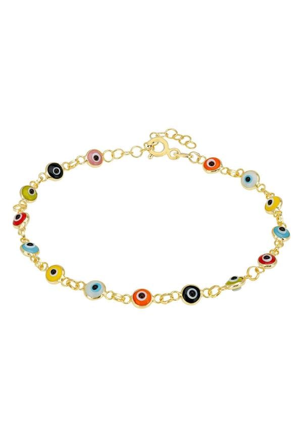 Latelita Evil Eye Multicoloured Enamel Bracelet Gold