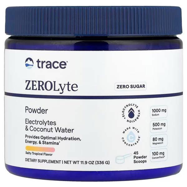 Trace Minerals ZEROLyte Powder, Salty Tropical - 336g