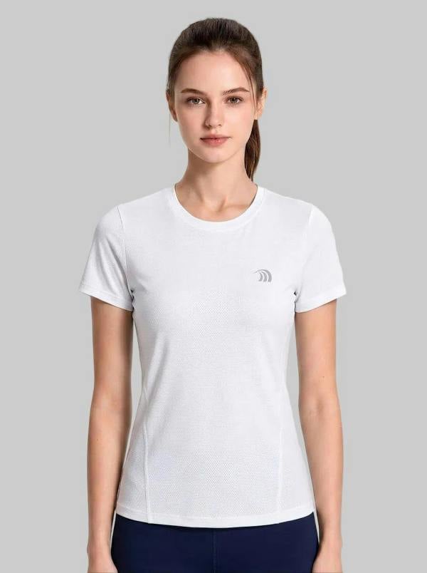 Anniou Women's Crew Neck Quick-drying T‑Shirt - white