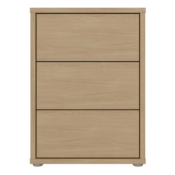 Furniture To Go Alice Springs Bedside Cabinet with 3 Drawers Push-to-Open in Elegancia Oak