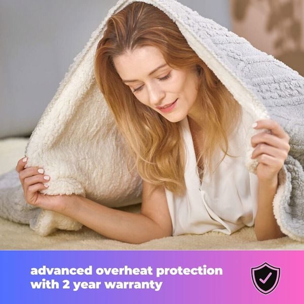 GlamHaus Heated Electric Throw Blanket - Luxurious & Soft Design - 9 Temperature Settings & 9-Hour Timer