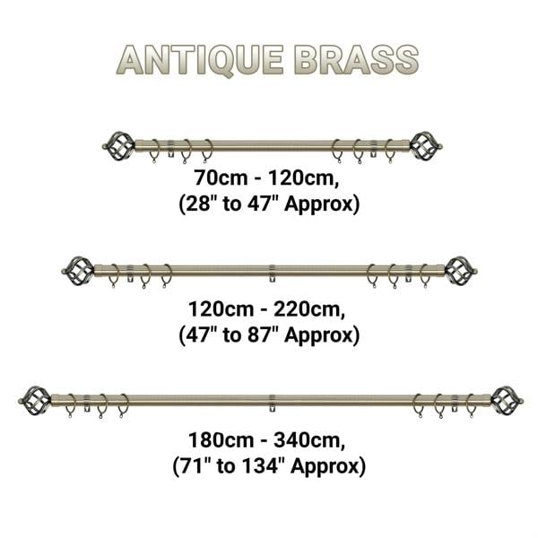 A.Unique Home Twisted Metal Extendable Curtain Pole (25/28mm) (Antique Brass,120cm-220cm)