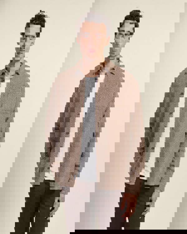 Larsson & Co Brown & Stone Herringbone Textured Overshirt