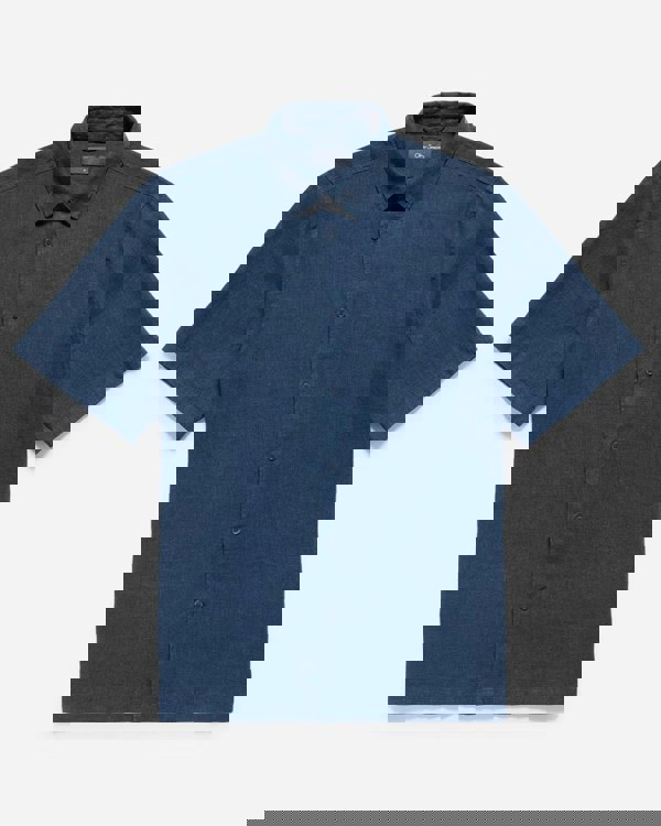 Oliver Sweeney Somerton Mens Short Sleeve Linen Shirt - Navy