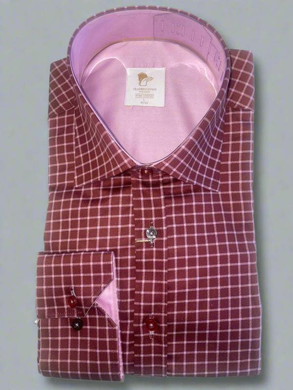 CL2556 Brown - Premium Men's Patterned Shirt by Claudio Lugli | Bold Design, Tailored Fit, Best Printed Shirts