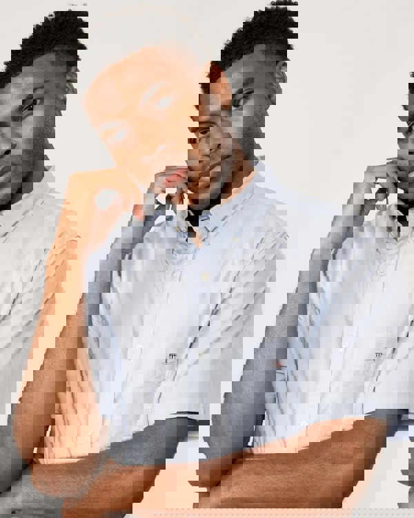 GANT Mens Regular Fit Short Sleeve Poplin Shirt - 455 Light Blue