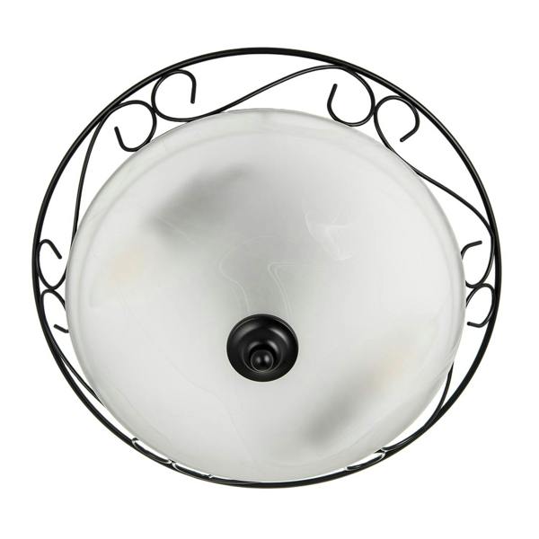 Traditional Matte Black Flush Ceiling Light with Alabaster Glass Image 5