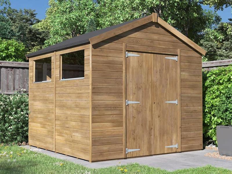Dunster House Bike Shed Storage 2.4 x 2.4m (8' x 8') 15mm Walls Garden Building Wooden Apex Roof With Window, Overlord Modular