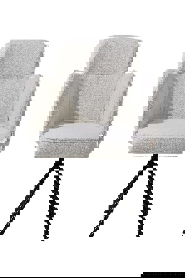 Living and Home White Upholstered Leisure Swivel Chair with Metal Legs