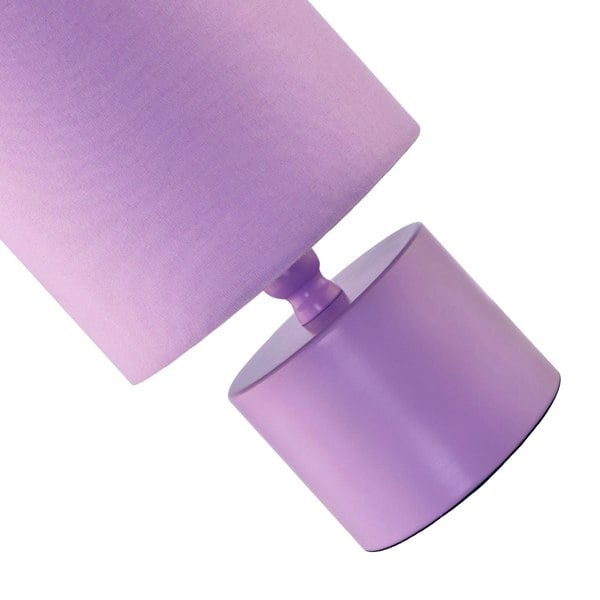 Modern Soft Lilac Glossy Table Lamp with Cotton Fabric Drum Shade Image 4