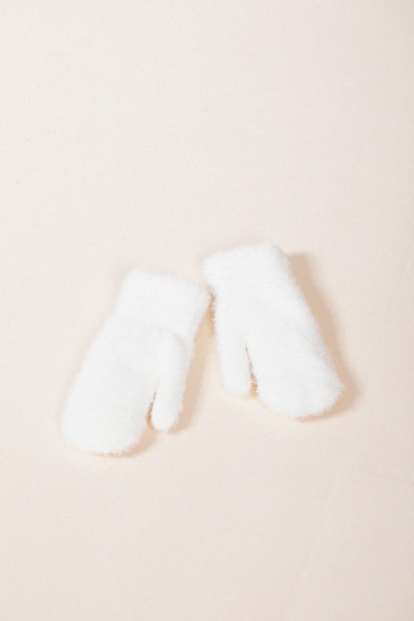 SVNX Soft Knitted Mittens In Cream