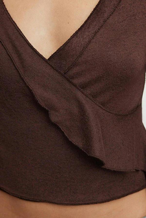 WOVCOR Wrapped Spanish Sleeve Knit Blouse