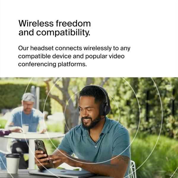 Belkin Soundform Adapt Wireless Over Ear ENC Headset with Boom Mic Black - AUD005btBLK