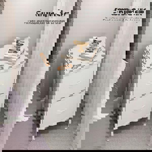 Levede Bedside Table 2 Fabric Drawer Nightstand Shelf Storage Furniture Cabinet