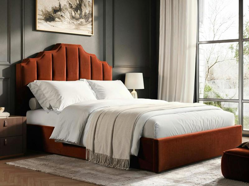 Margot Ottoman Bed Burnt Orange Velvet