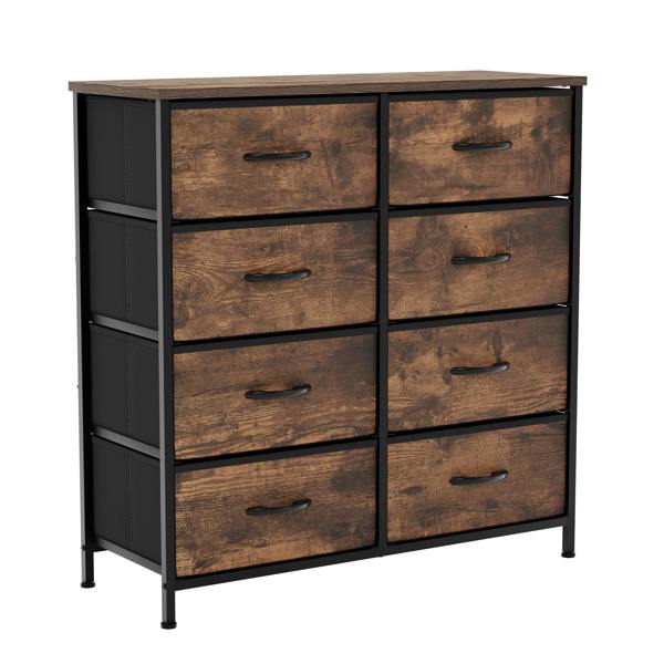 Vida Designs Chorley 8 Drawer Fabric Drawer Chest, Beige & Grey Wood