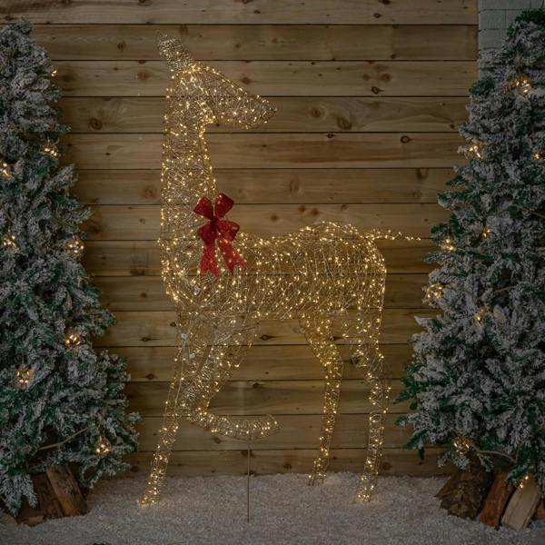 Samuel Alexander 1.75m Light up Gold Twist Christmas Reindeer 880 Warm White LEDs