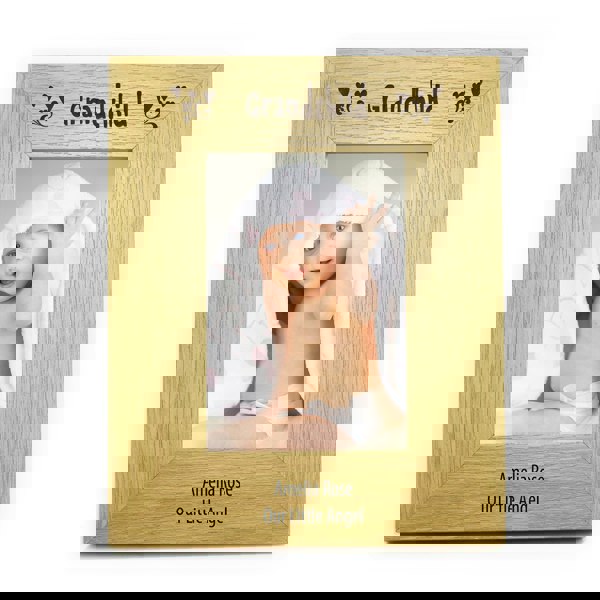 Personalised Memento Company Personalised Oak Finish 6x4 Grandchild Photo Frame