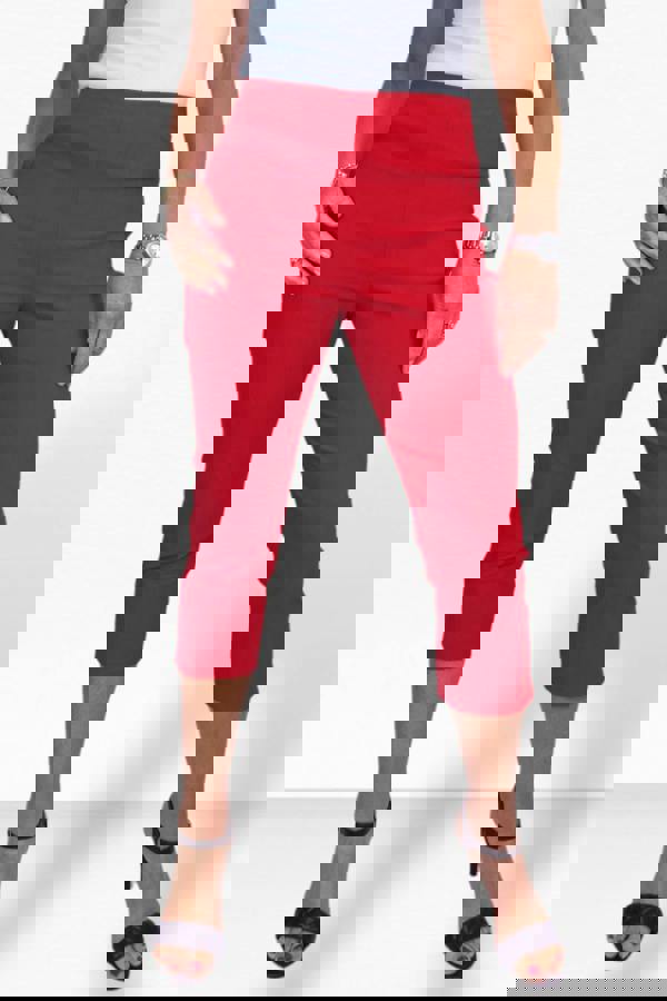 Paulo Due Women's Slim Leg Elastic Waist Cropped Trousers