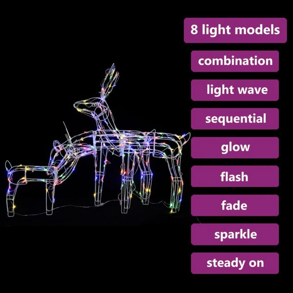 Berkfield 3 Piece Christmas Light Display Reindeers 229 LEDs