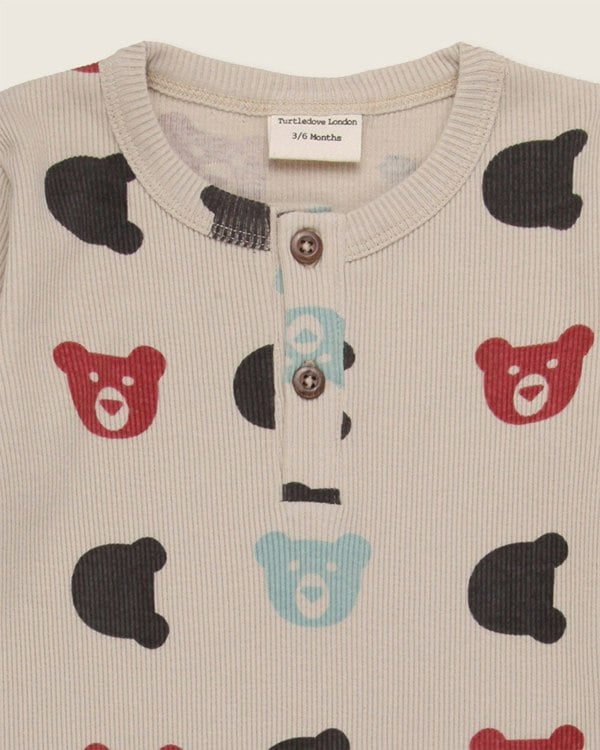 Stone Smiling Bear Print Romper - image 3