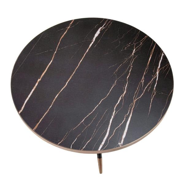 Angel Cerdá Round Coffee Table Porcelain Marble and Black Steel 2068