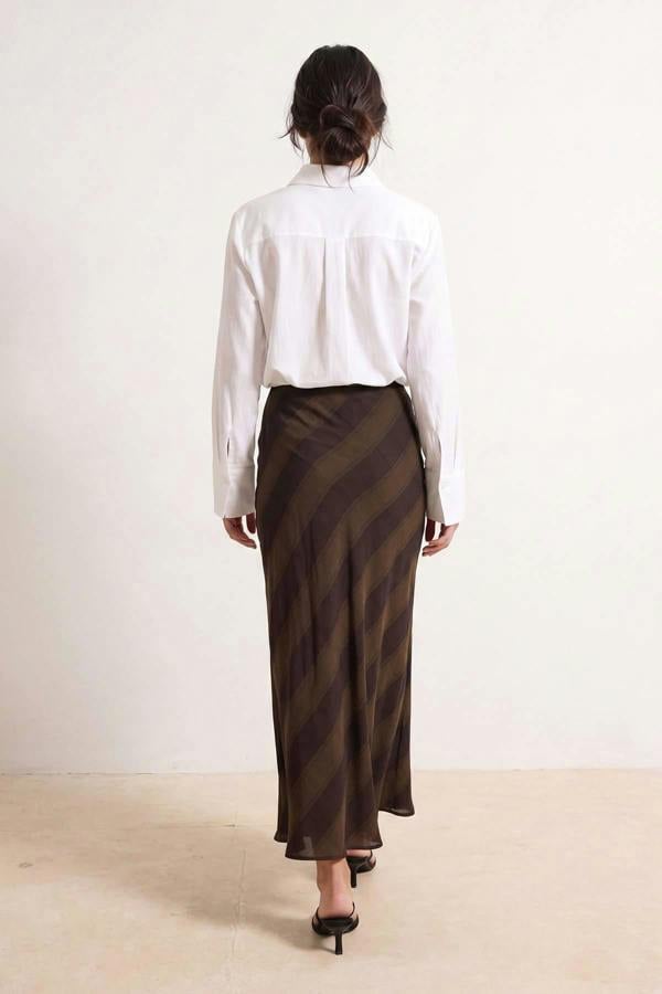 High Waist Checkered Maxi Skirt