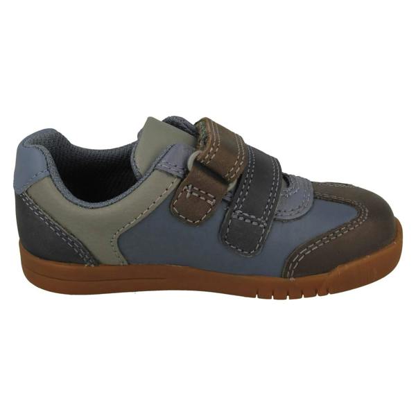 Clarks Boys Clarks Stripe Detailed Hook and Loop Fastening Shoes Den Stripe