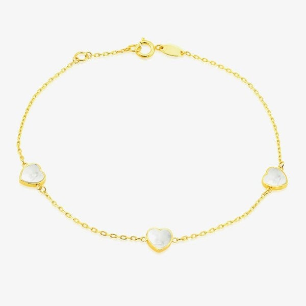 T. H. Baker 9ct Yellow Gold Mother Of Pearl Heart Bracelet 1.29.1642