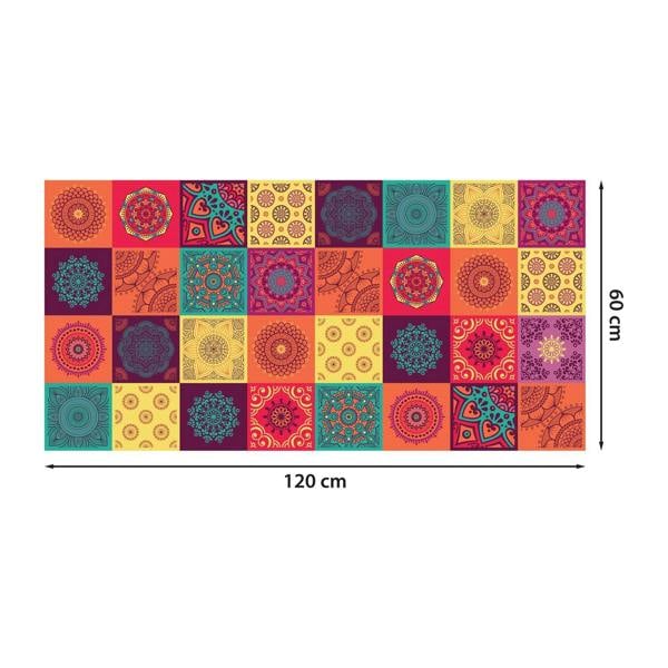 WFS6009 - Colourful Mandala Tiles Floor Sticker 120cm x 60 cm