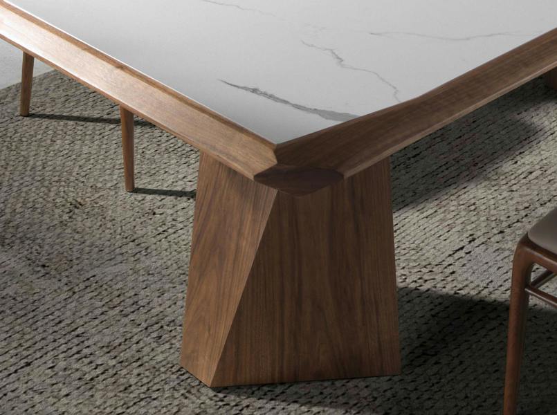 Angel Cerdá Rectangular porcelain marble and walnut dining table 1106