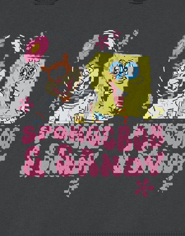 SpongeBob SquarePants Girls Grey SB & Sandy Short Sleeved T-Shirt